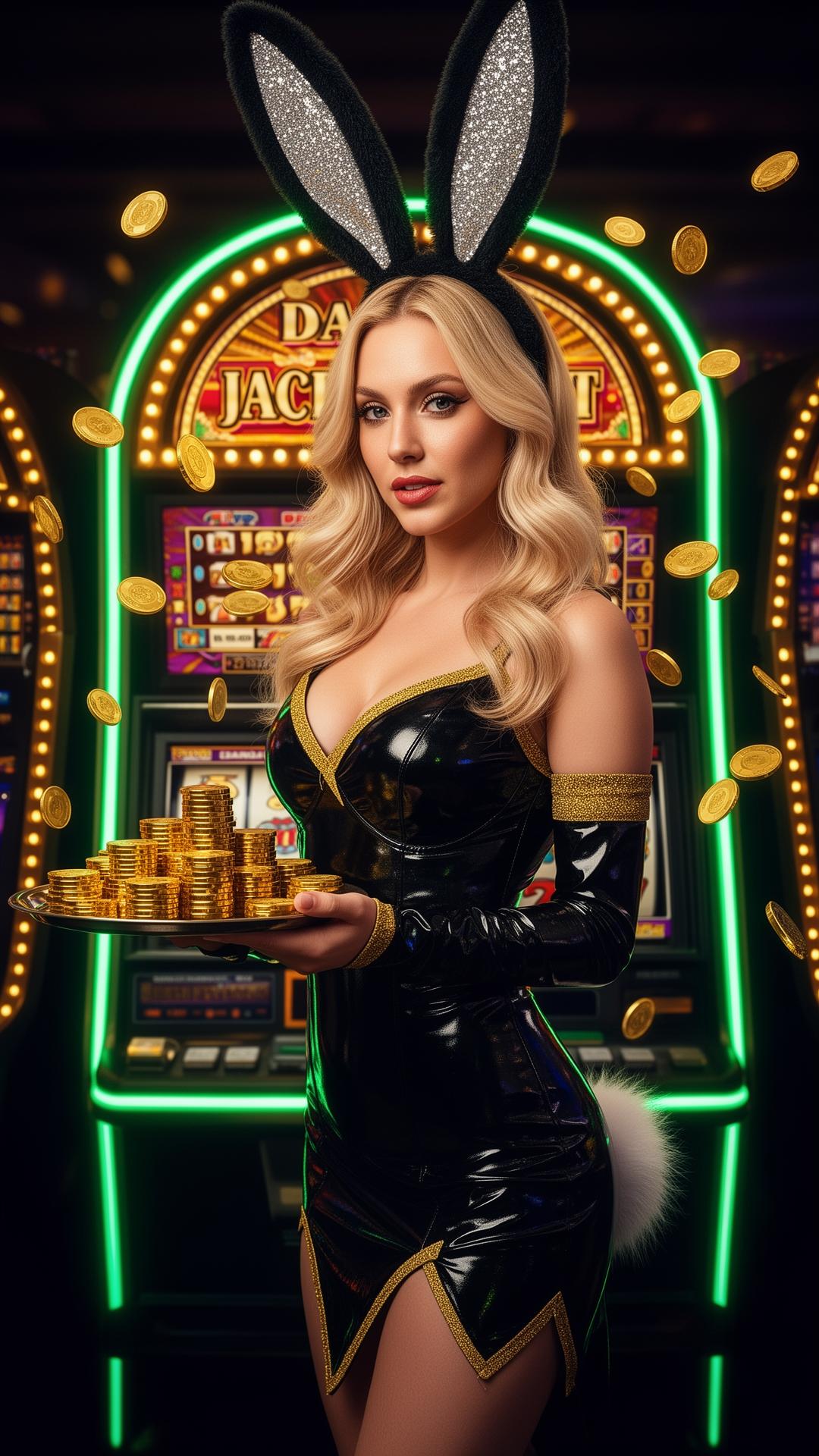 Lucky Gold Rabbit hostess with golden coins