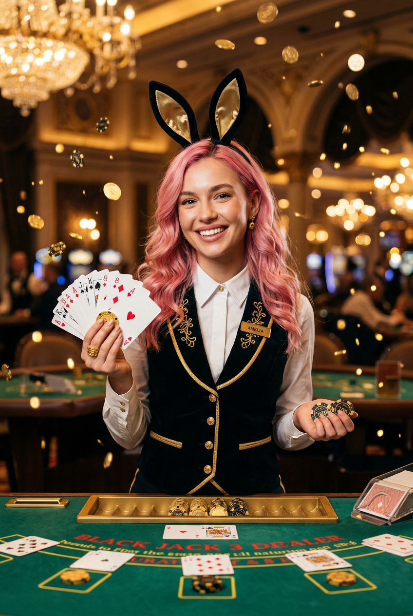 Lucky Gold Rabbit hostess with golden coins